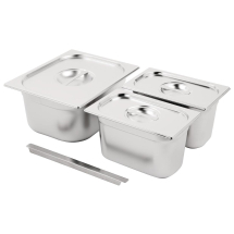 Vogue Stainless Steel Gastrono rm Set 1/2 and 2x 1/4 with Li