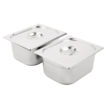 Vogue Stainless Steel Gastrono rm Set 2 x 1/2 with Lids