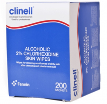 Clinell 2% Alc Chlorhexidine Skin Wipes x 200
