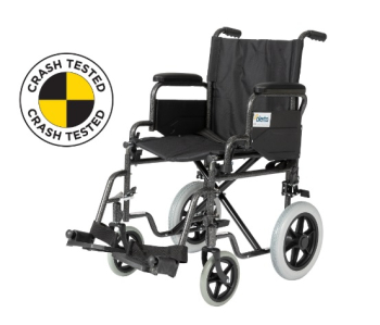 Crash Tested Transit Wheelchai w/arms, detach footrest & Lapb