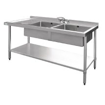 Vogue Stainless Steel Sink Dou ble Bowl with Left Hand Draine