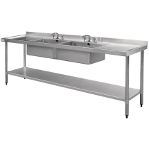 Stainless Steel Double Sink with Double Drainer 2400mm Stainless Steel Double Sink with Double Drainer 2400mm