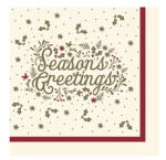 Seasons Greetings 3 Ply Napkin 40cm x 40cm - Pack of 100