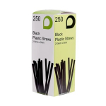 Black Flexi Plastic Straws (250 Pack)