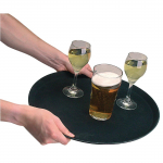 Kristallon Fibreglass Round Non-SlipTray Black 406mm (16")