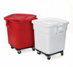 White Huskee Bin Square With Lid + Wheels 120L