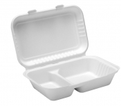 2 Compartment Bagasse Meal Box BMB 2 -  Box of 250