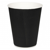 Recyclable Coffee Cups Ripple Wall Black 225ml/8oz (Pack500)