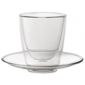 Double Walled Cappuccino Glass and Saucer 220ml (Qty 6)