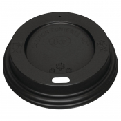 Fiesta Black Polystyrene Lids for 8oz Coffee Cups (Qty 50)