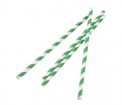 Fiesta Compostable Paper Straws Green Stripes(250 Pack)