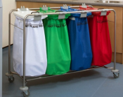 4 Bag St/St Laundry Cart Lids & Foot Break
