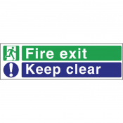 Fire Exit Keep Clear Sign (150 x 450mm)